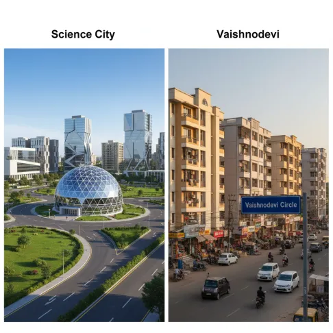 Vaishnodevi vs Science City – Which Area Offers Better Investment Returns?